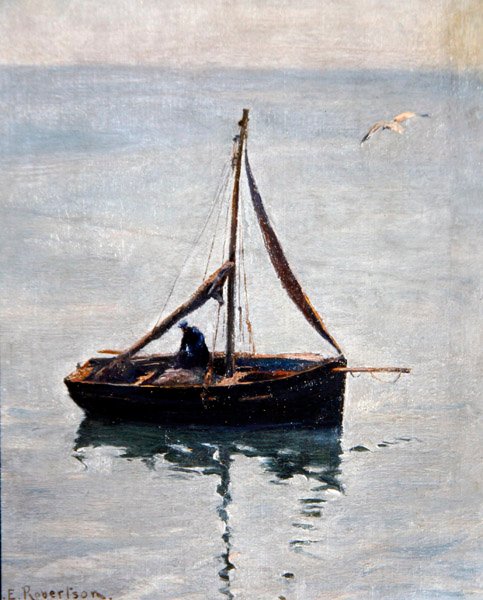 Mending the Nets, ca. 1910 (olje på lerret) av George Edward Robertson
