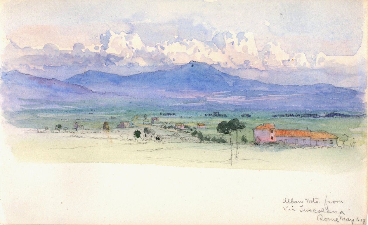 Alban-fjellene fra Via Tuscolana, Roma, 1900. av George Elbert Burr