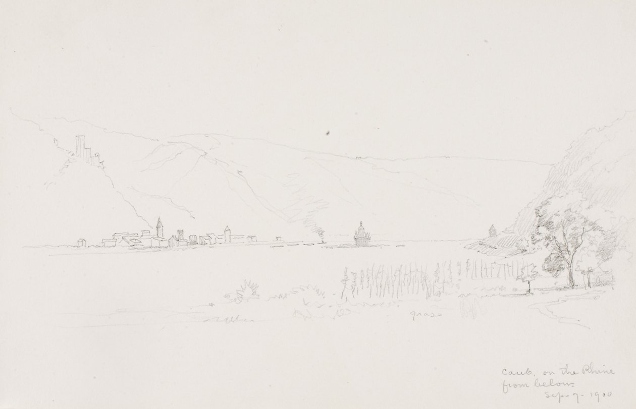 Caub ved Rhinen nedenfra av George Elbert Burr