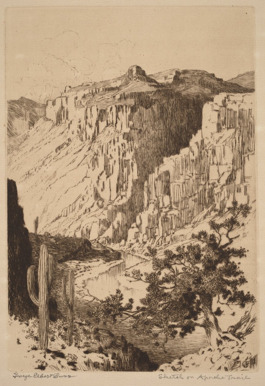 Skisse på Apache Trail, Arizona av George Elbert Burr