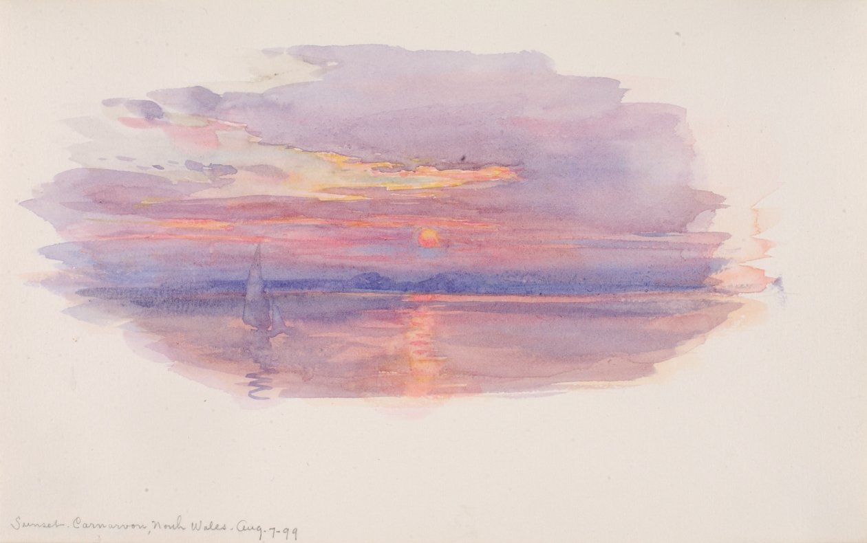 Solnedgang, Caernarvon, Nord-Wales, 1899. av George Elbert Burr