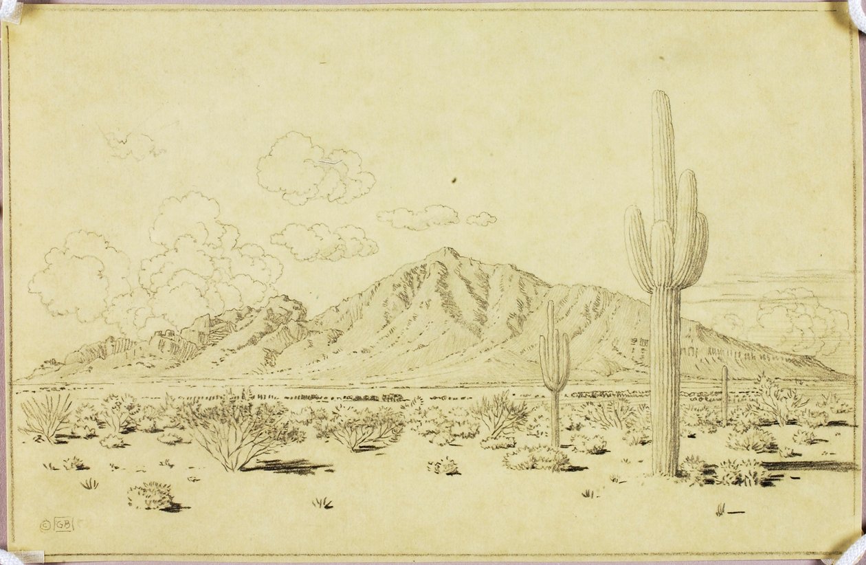 Uten tittel (overføringstegning for Camelback Mountain, Phoenix) av George Elbert Burr