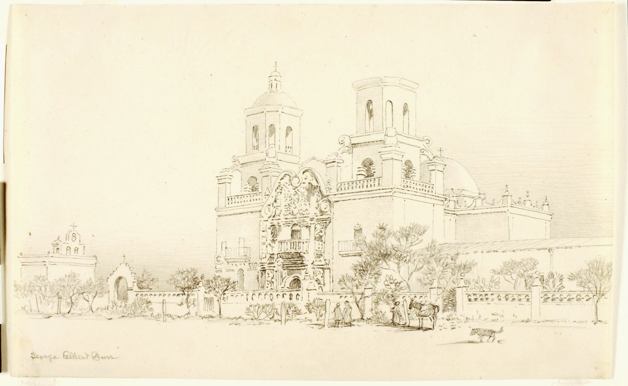 Uten tittel (overføringstegning for San Xavier-misjonen, Tucson, Arizona) av George Elbert Burr