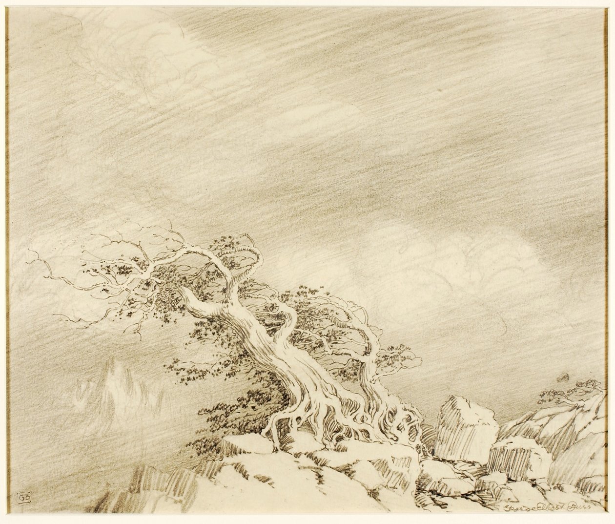 Uten tittel (overføringstegning for Storm nær Timberline) av George Elbert Burr