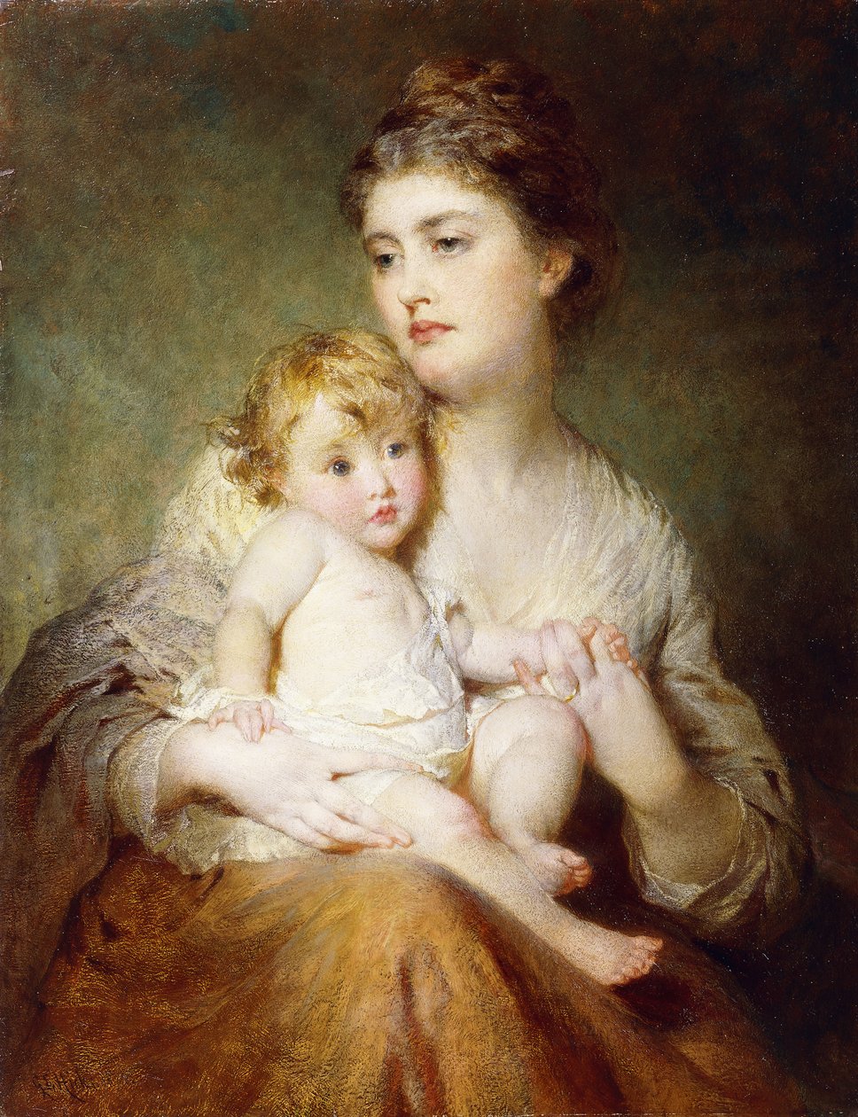 Portrett av hertuginnen av St. Albans, med sin sønn, 1875 av George Elgar Hicks