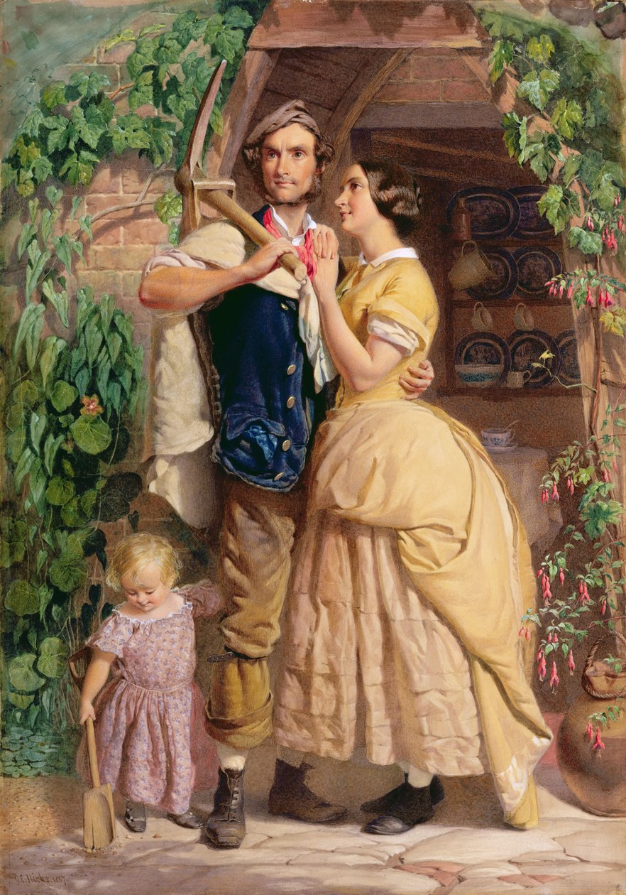 The Senews of Old England, 1857 (wc og kroppsfarge med gummi arabicum på papir) av George Elgar Hicks