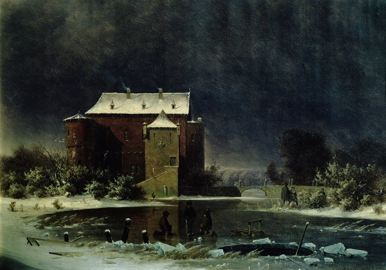 Haunted House in the Snow, 1848 (olje) av George Emil Libert