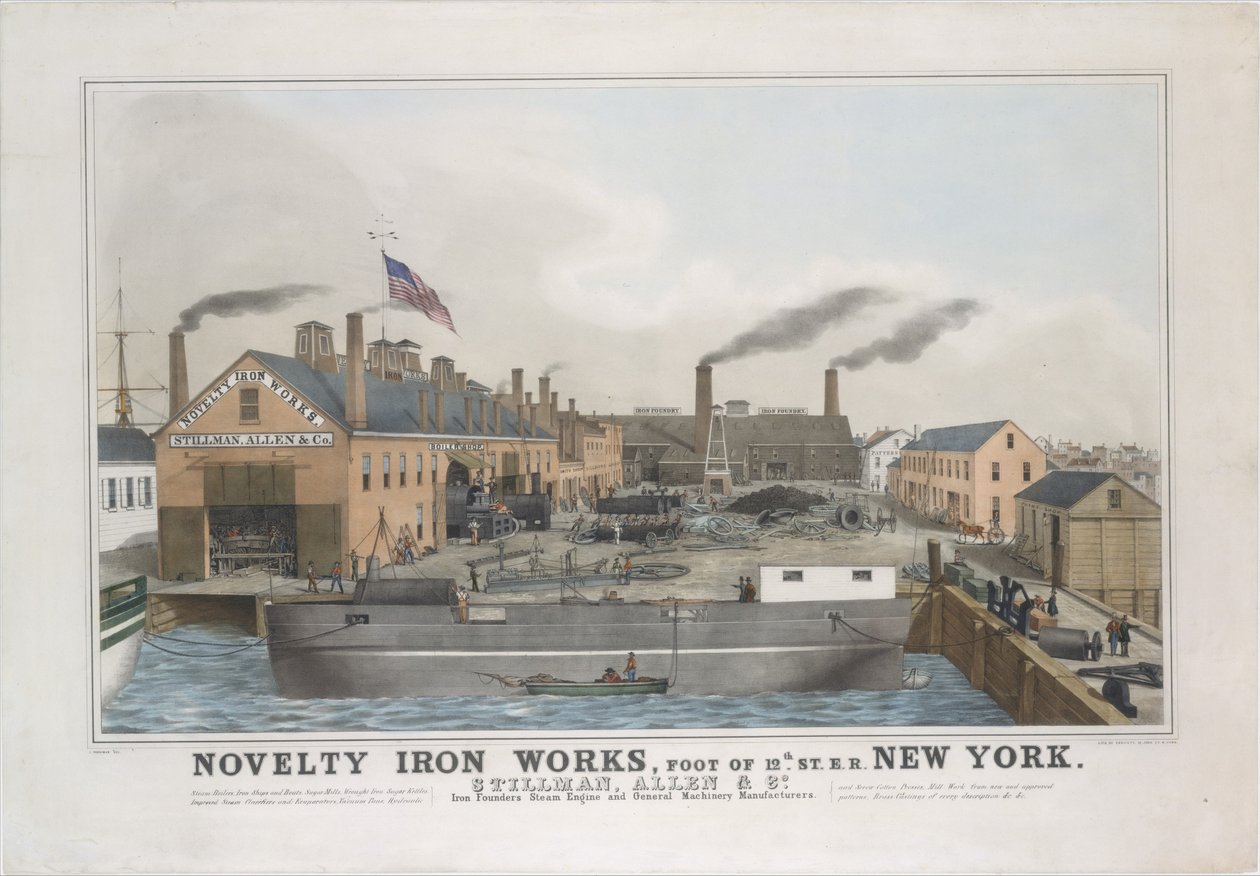 Novelty Iron works, Foot of 12th St. E.R. New York. Stillman, Allen & Co., jerngrunnlegger..., 1841-44. av George Endicott