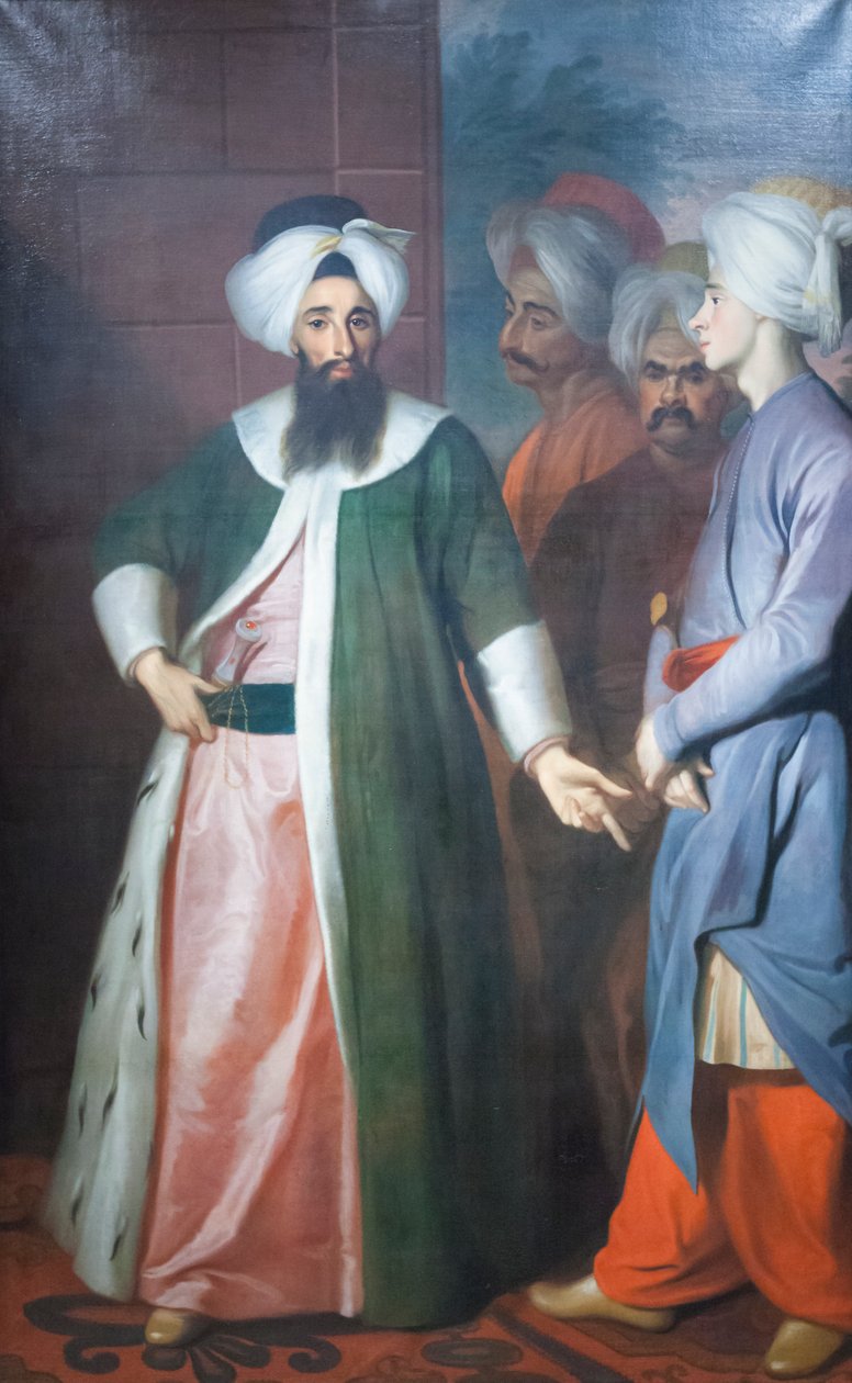 Kozbekci Mustafa Aga og hans følge, ca. 1727 (olje på lerret) av George Engelhardt Schroeder