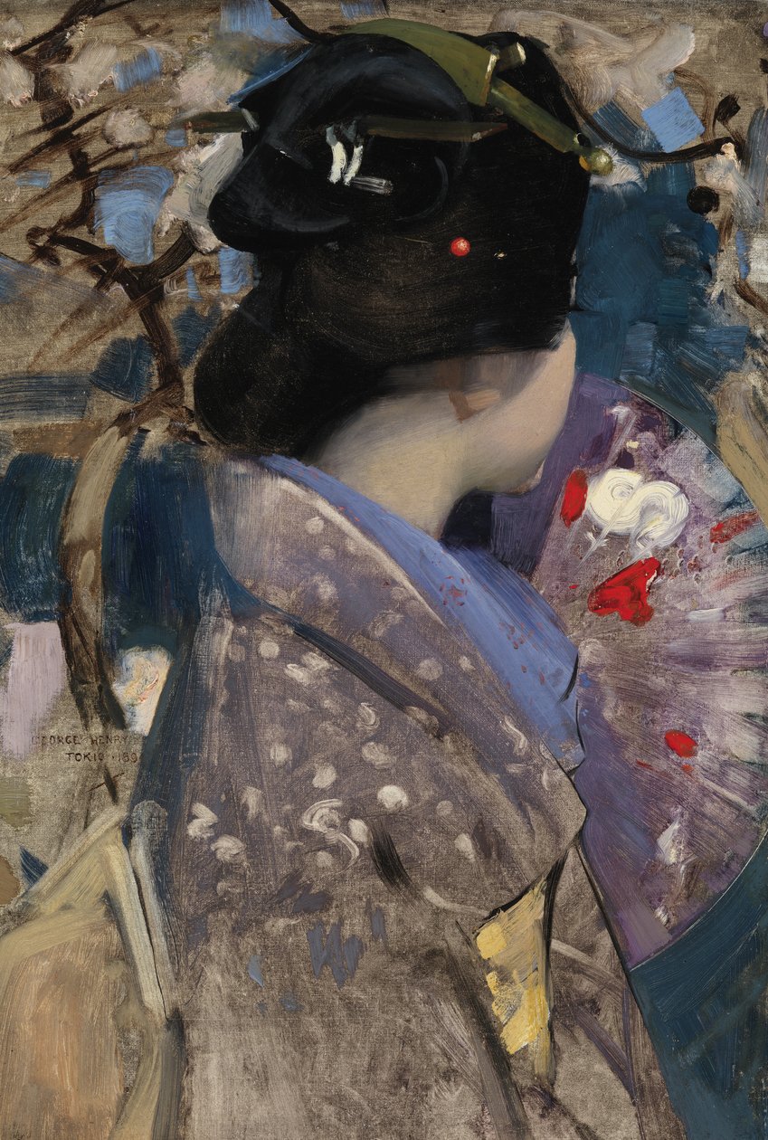Japansk dame med vifte av George F. Henry