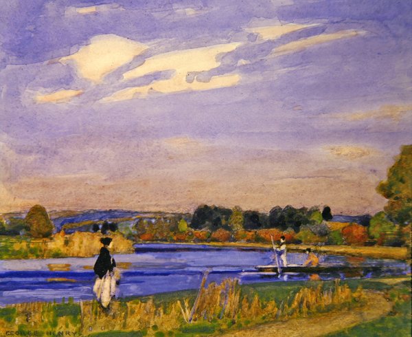 On the River (akvarell over blyant på papir) av George F. Henry