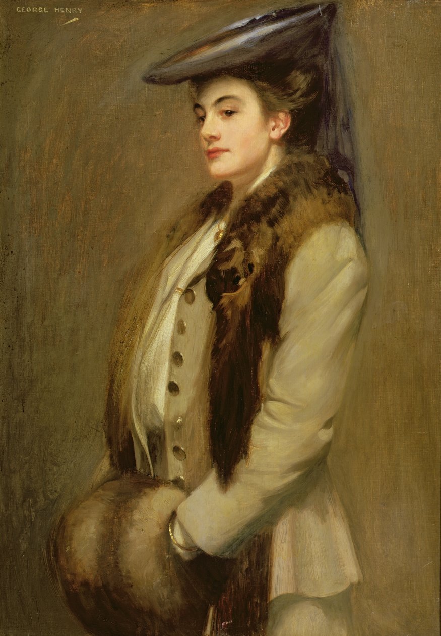 Portrett av en dame med pelsstol og muff av George F. Henry