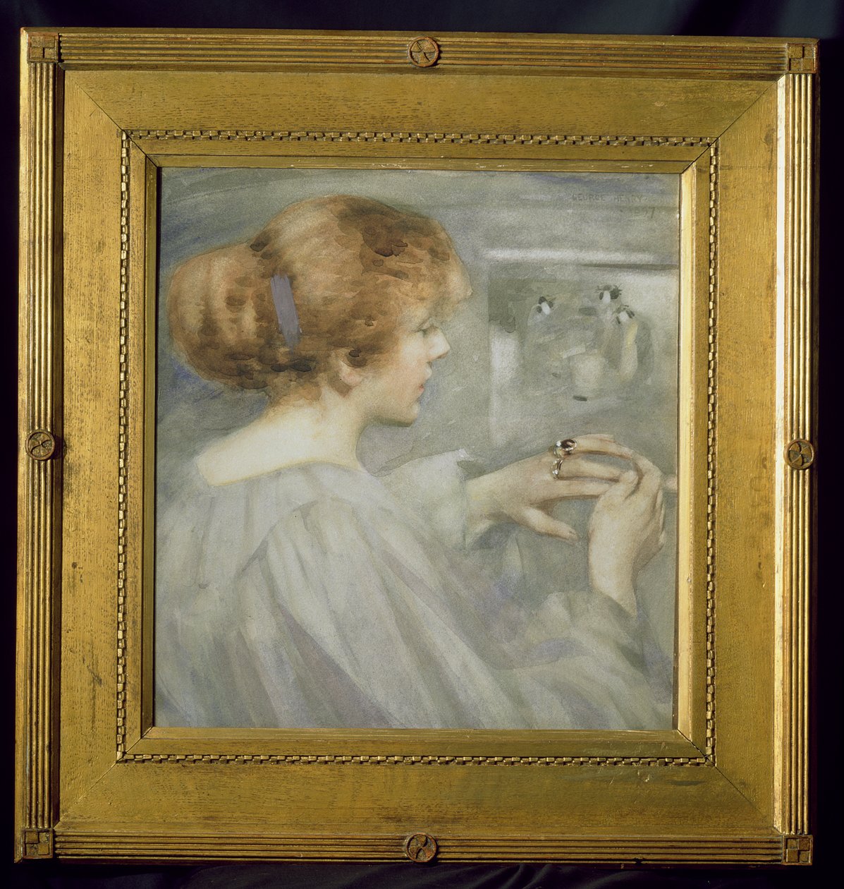 Forlovelsesringen, 1897 (wc på papir) av George F. Henry