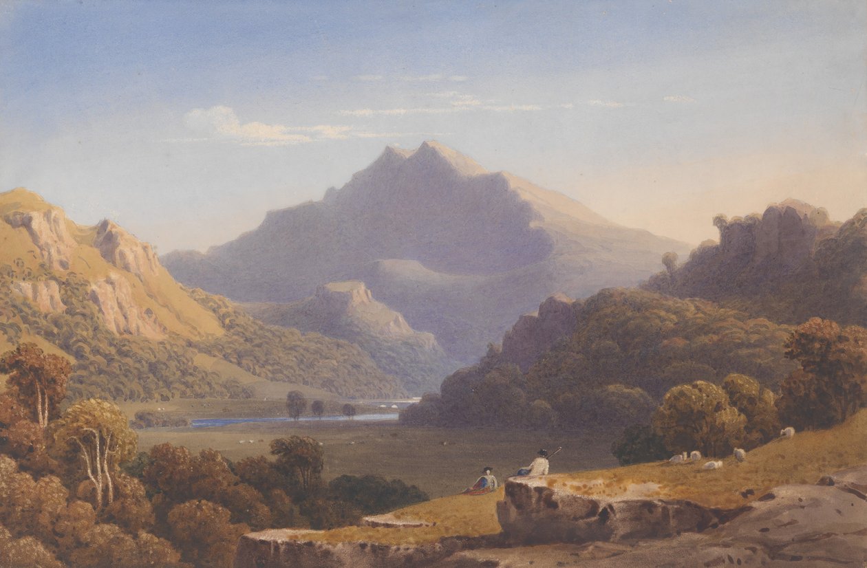 Snowdon fra Llyn Nantlle, Nord-Wales, 1832. av George Fennel Robson