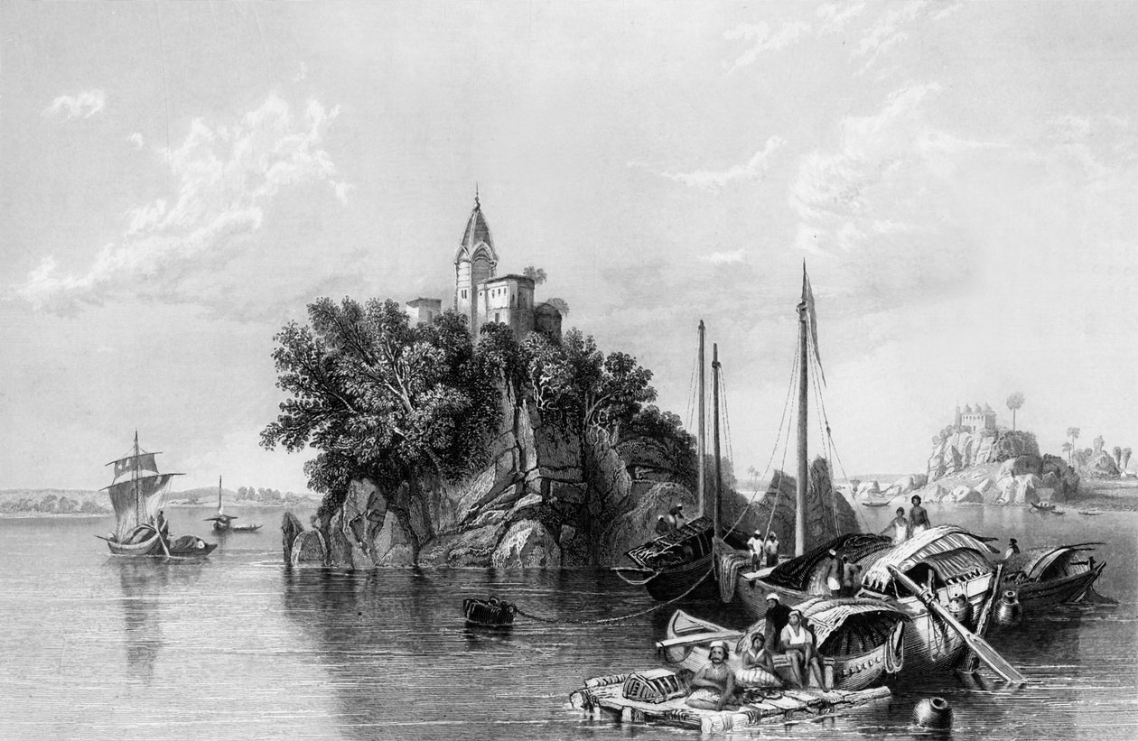 'Janghera, eller fakeers' Rock, on the Ganges', 1838. av George Francis White