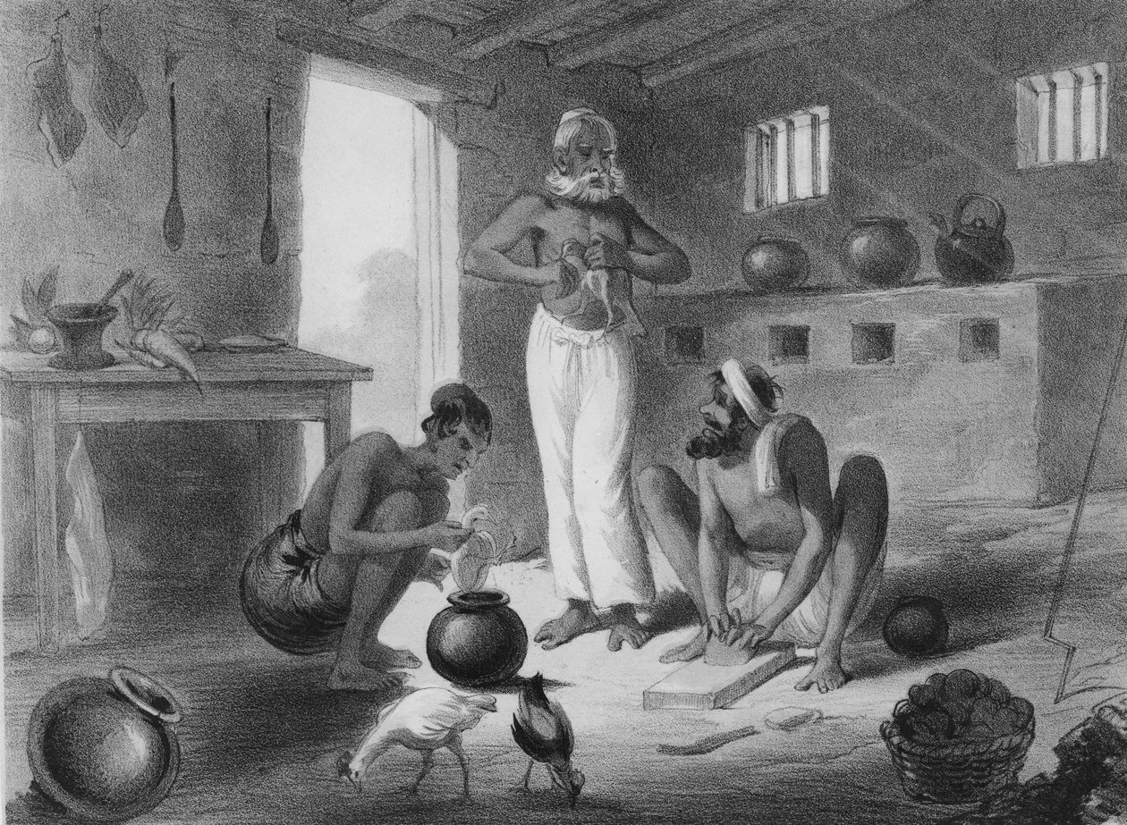Vårt kokkerom, ca. 1858 (litografi) av George Francklin (after) Atkinson