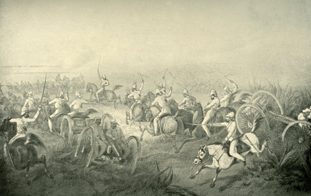 Indian Horse Artillery Galopping Into Action, 1850-tallet, 1901. av George Francklin Atkinson
