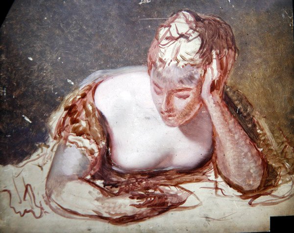 Girl Reading, ca. 1850 (olje om bord) av George Frederic Watts