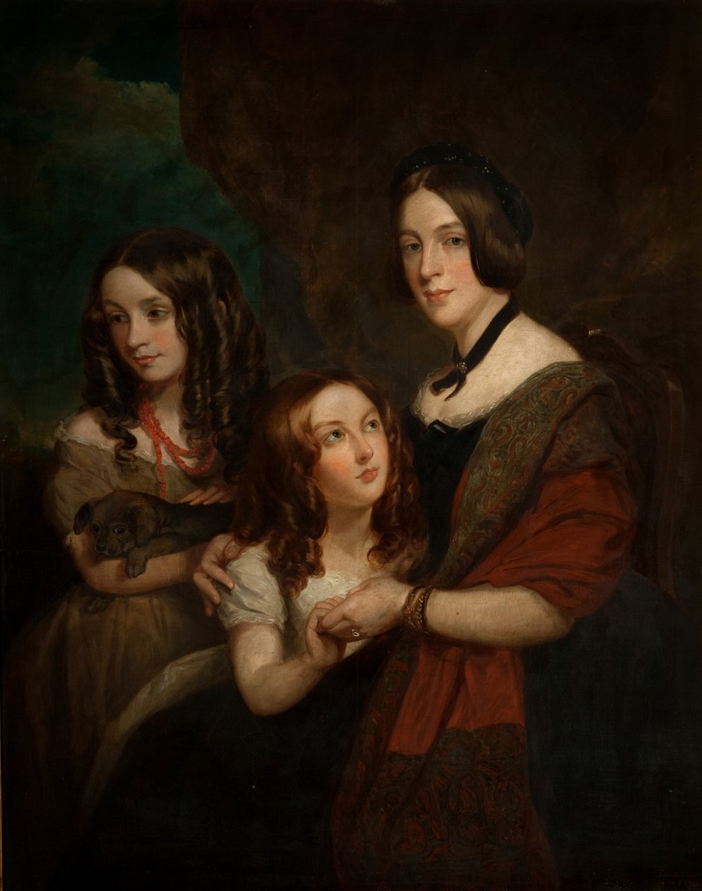 Lady Caroline Towneley med to av døtrene hennes, Caroline og Emily (kopi etter Francis Grant), 1860 av George Frederick Clarke
