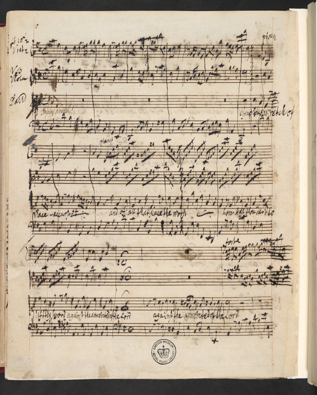 R.M.20.g.3, f.99v fra G.F. Handel: Saul (oratorium av Charles Jennens) av George Frederick Handel