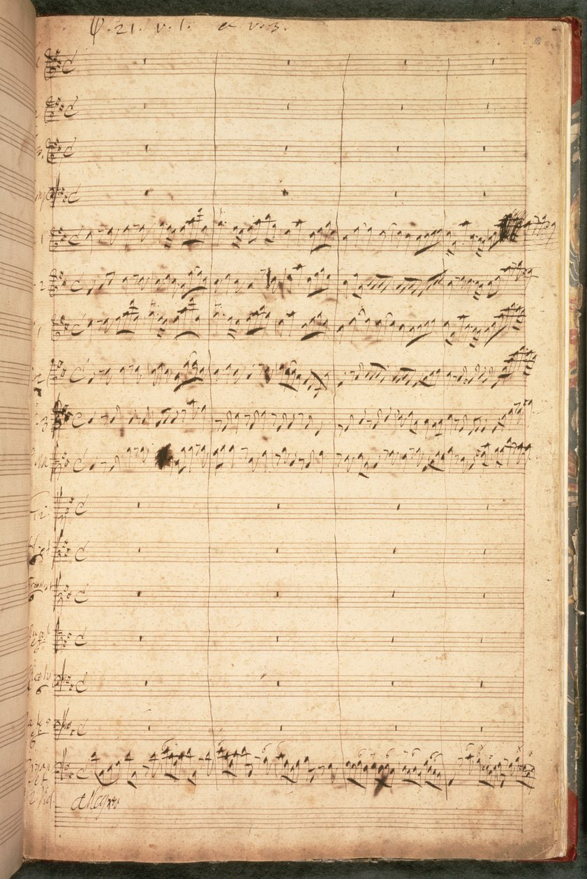R.M.20.h.5 f18 Originalpartitur til kroningshymnen for George II og dronning Caroline av George Frederick Handel