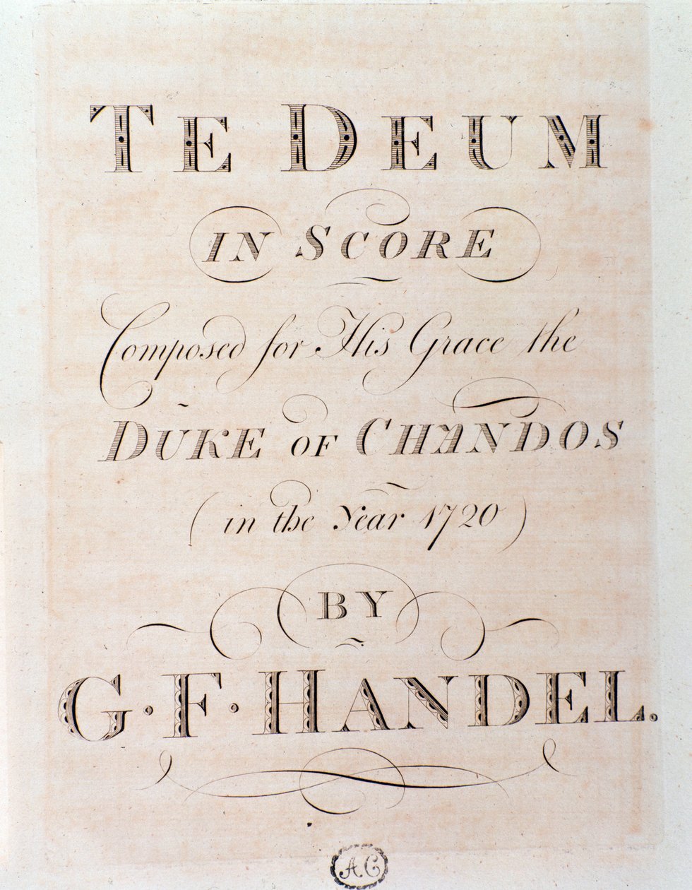 Tittelside til partituret til Te deum av GF Handel av George Frederick Handel