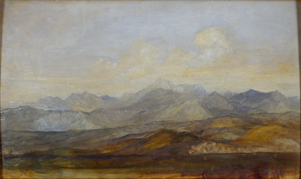 Carrara-fjellene fra Pisa, 1845-1846 av George Frederick Watts