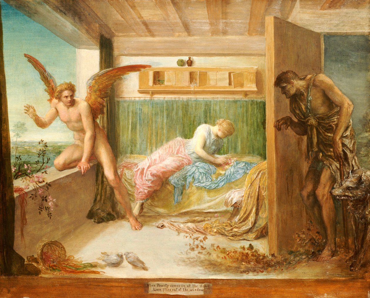 Når fattigdom kommer inn ved døren, flyr kjærligheten ut ved vinduet, 1879 av George Frederick Watts