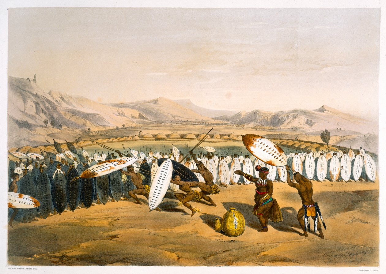 Umpanda gjennomgår troppene sine ved Nonduengi, 1849 av George French Angas