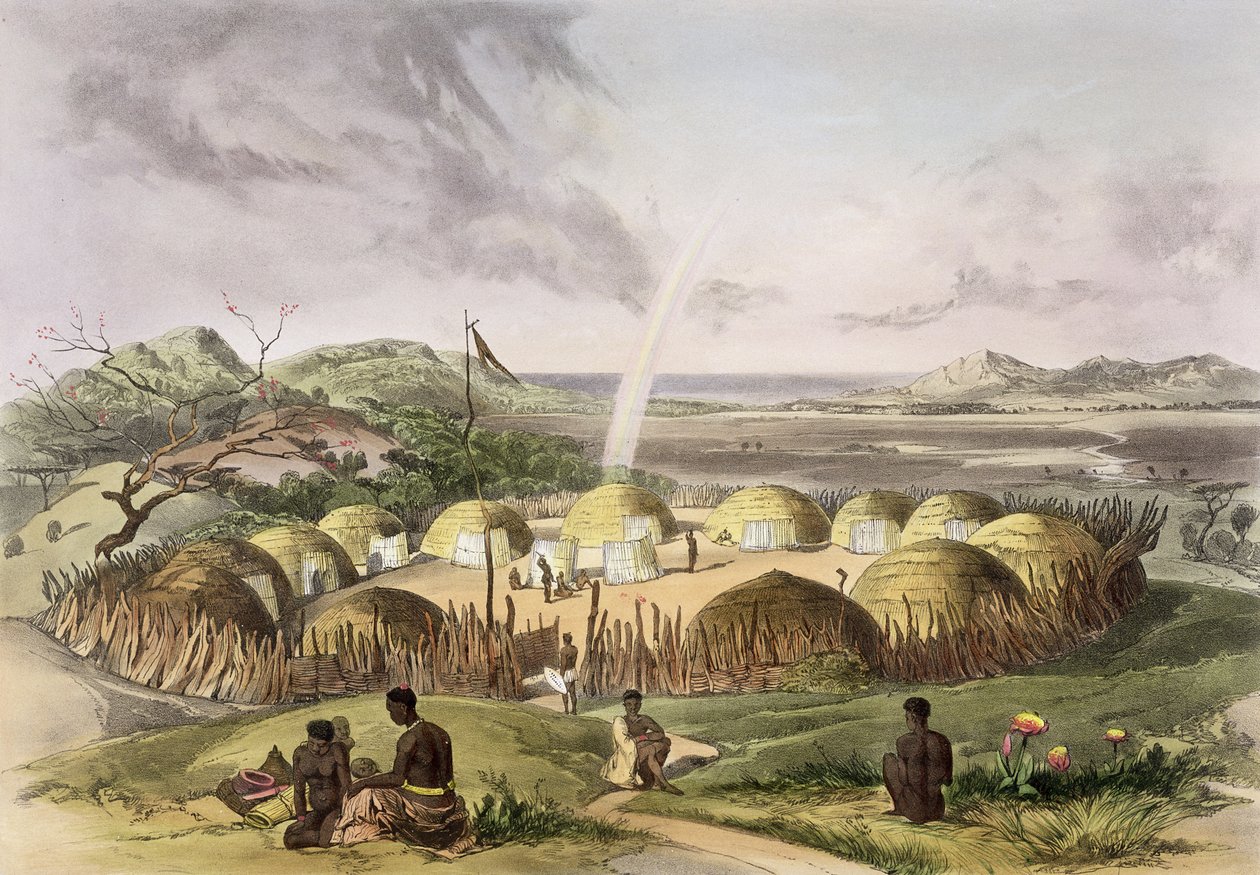 Zulu Kraal nær Umlazi, Natal, plate 27 fra 