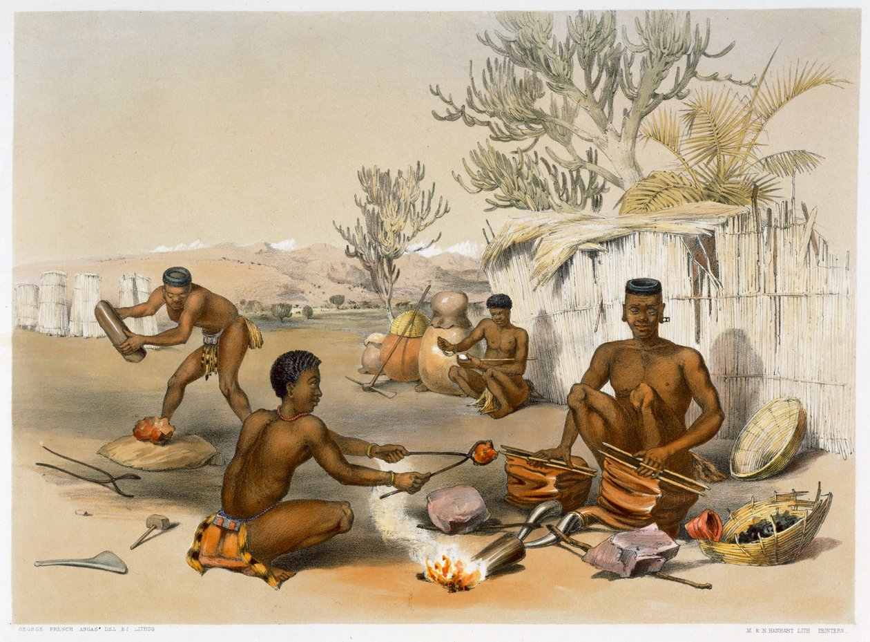 Zulu-smeder på jobb, 1849 av George French Angas