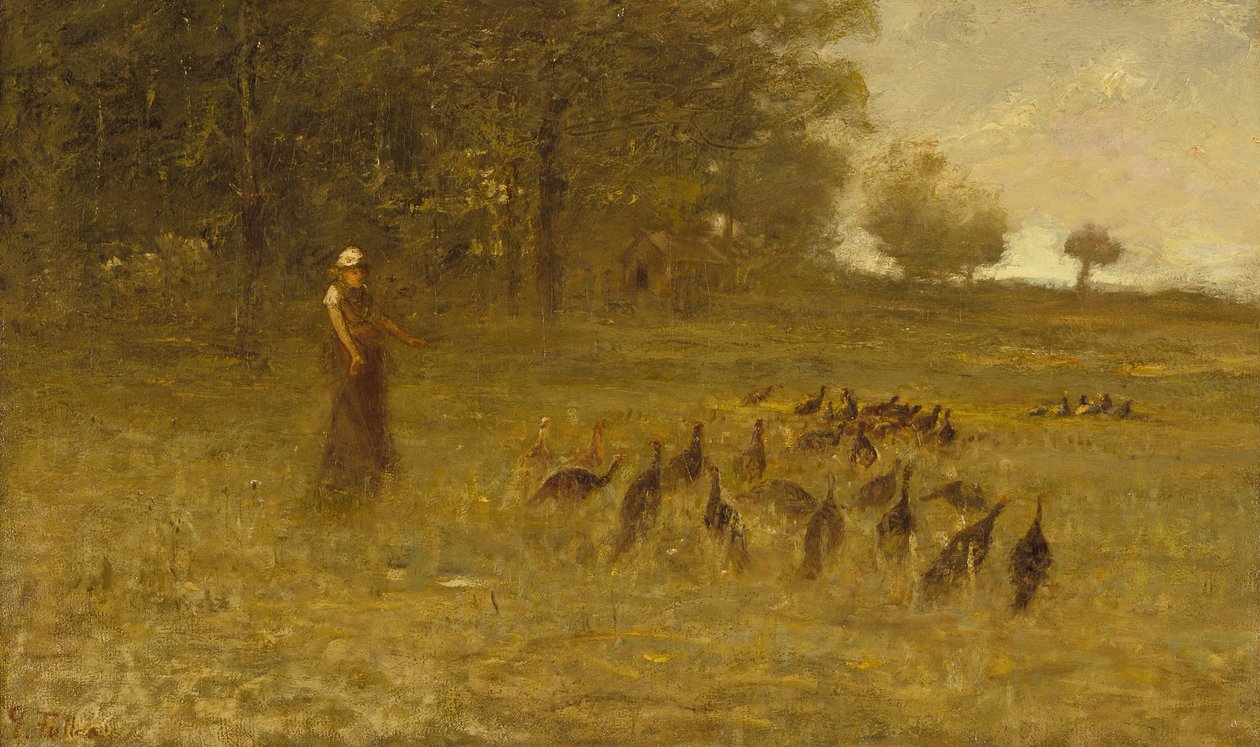 Pike med kalkuner, 1883-84 av George Fuller