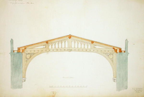 New College Oxford: Design for Hall New Roof av George Gilbert Scott