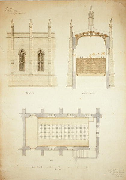 New College Oxford: Design for New Hall Roof av George Gilbert Scott
