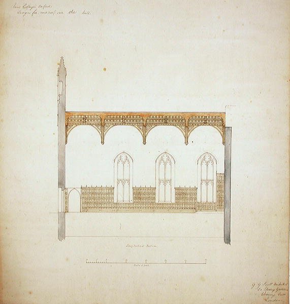 New College Oxford: Design for New Hall Roof av George Gilbert Scott