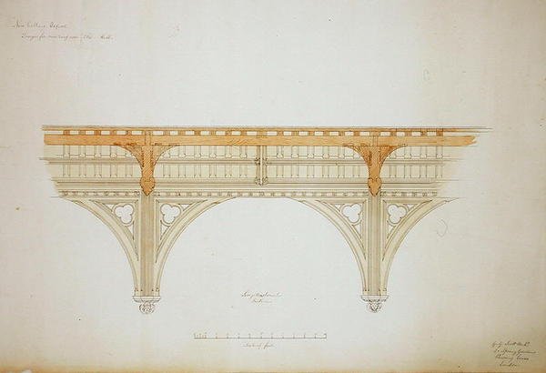 New College Oxford: Design for New Hall Roof av George Gilbert Scott