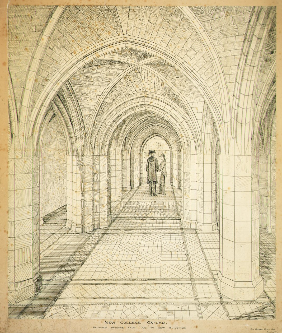 New College Oxford: Foreslått passasje fra gamle til nye bygninger av George Gilbert Scott