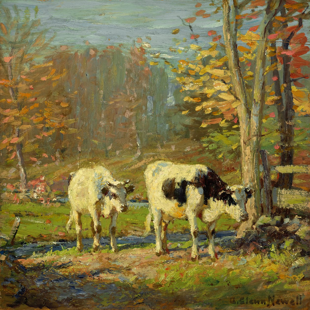 The Lane to the Brook (olje på panel) av George Glenn Newell