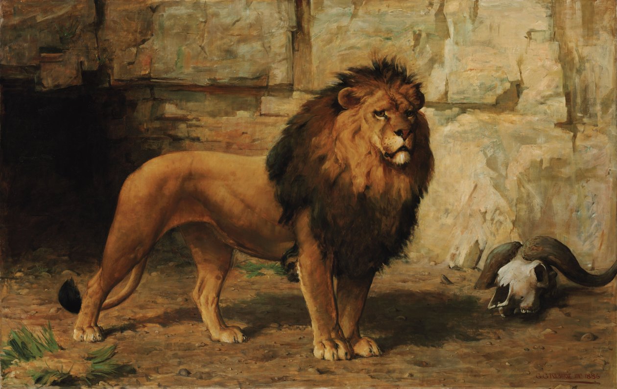 En løve som vokter hulen sin av George Goodwin Jnr Kilburne