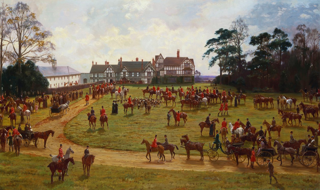 Cheshire Hunt - møtet i Calveley Hall av George Goodwin Kilburne