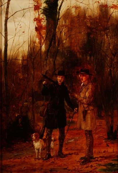 To menn som skyter en skogshane av George Goodwin Kilburne