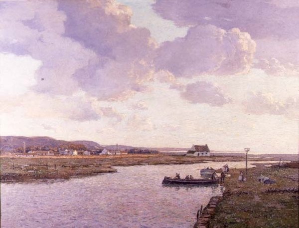 Rhyl Estuary, Nord-Wales (olje på lerret) av George Graham