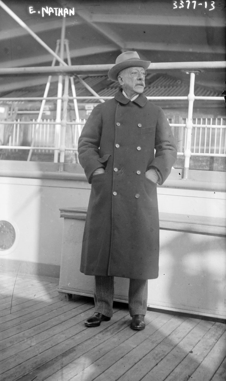 Ernesto Nathan, på havskipet America fra Italia til New York, 1915 av George Grantham Bain