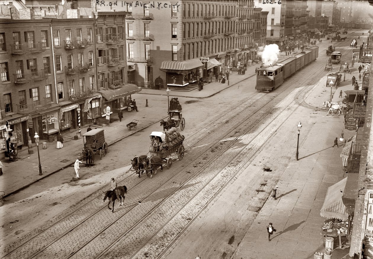 Eleventh Avenue og New York Central Railroad, av Bain, George Grantham (1865-1944). Albumin Photo, ca. 1911. Privat samling av George Grantham   Bain News Service Bain