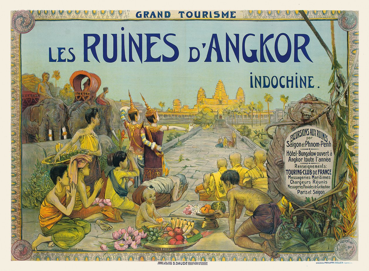 Fransk plakat som reklamerer for templene i Angkor i Indokina av George Groslier