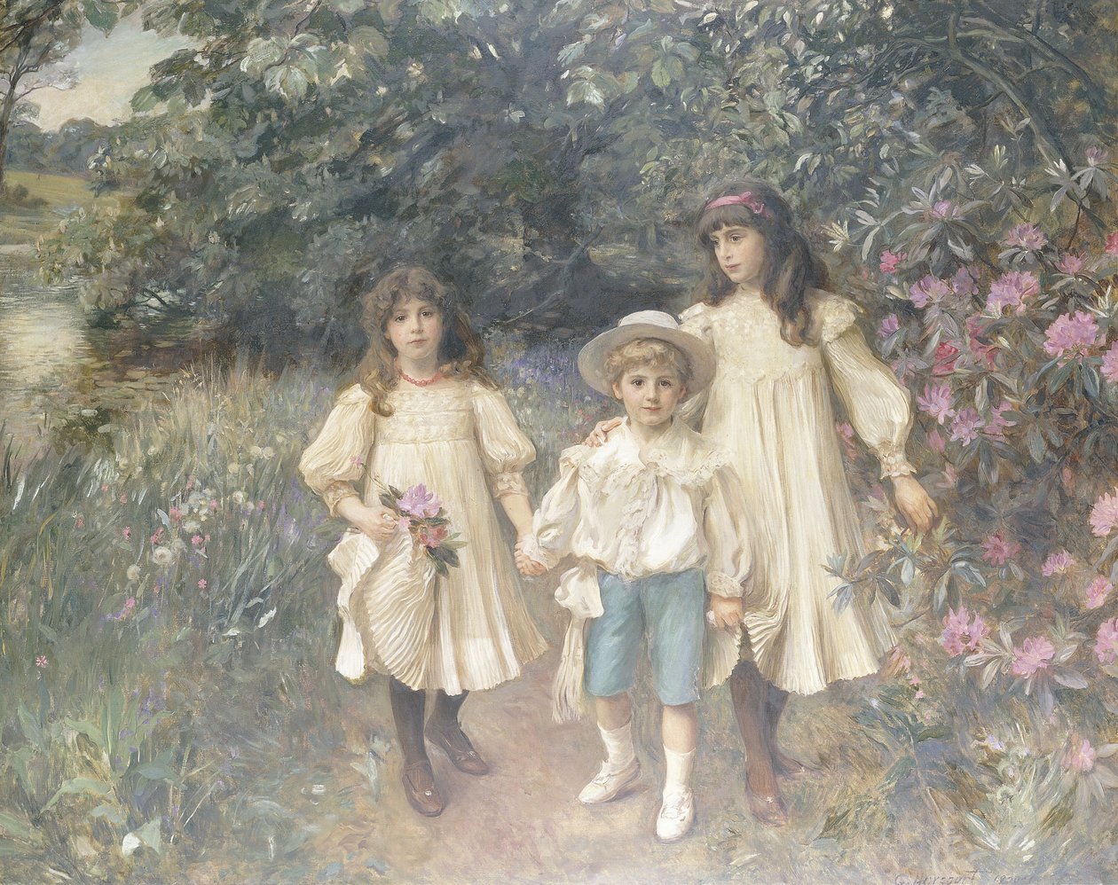Meriel, Cynthia og George (Perkins) av George Harcourt