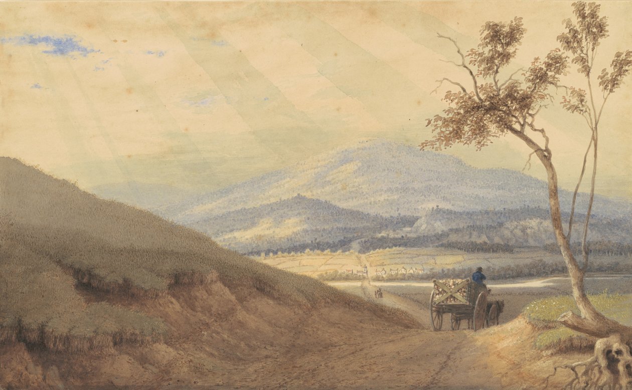 A Gleamy Effect - Hollidaysburg, Pennsylvania, 1835-40 (akvarell og grafitt på vevd papir) av George Harvey