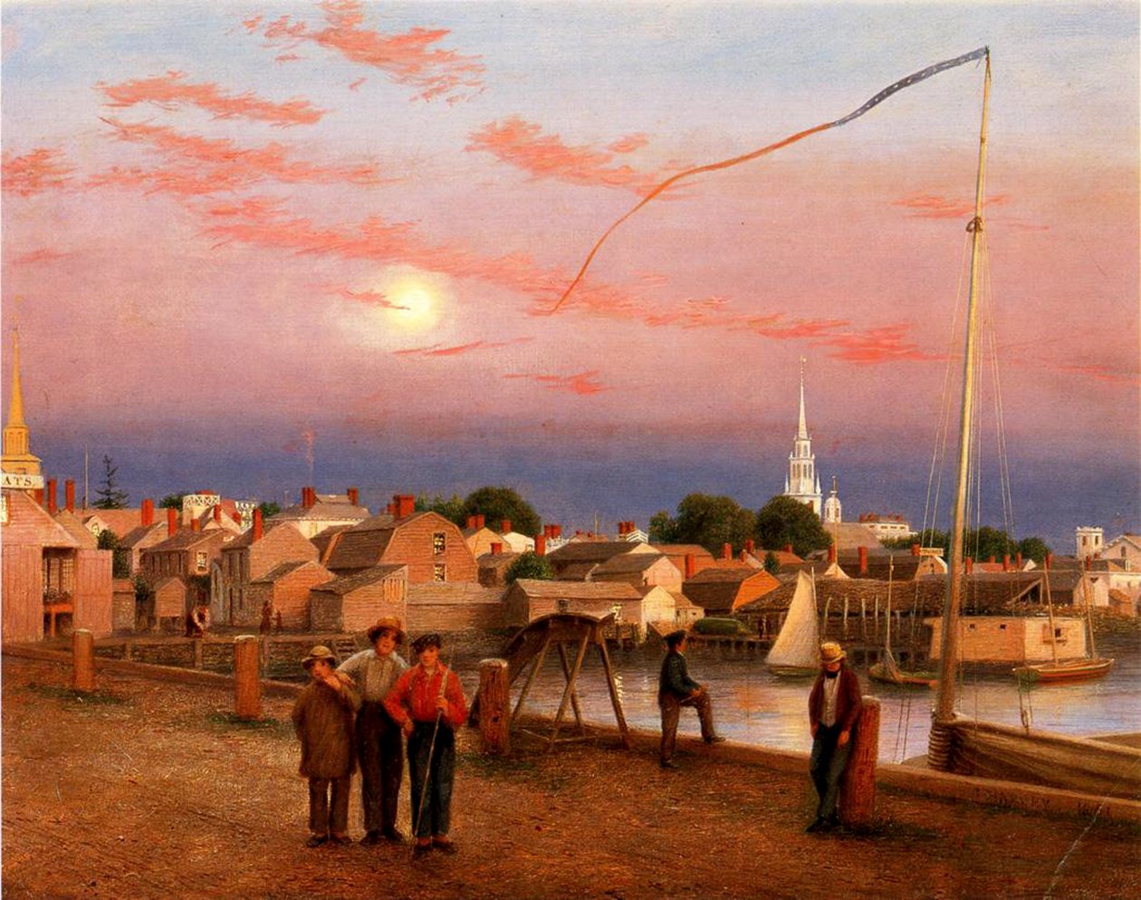 Newport, End of the Day, 1851 (olje på papir på lerret) av George Harvey