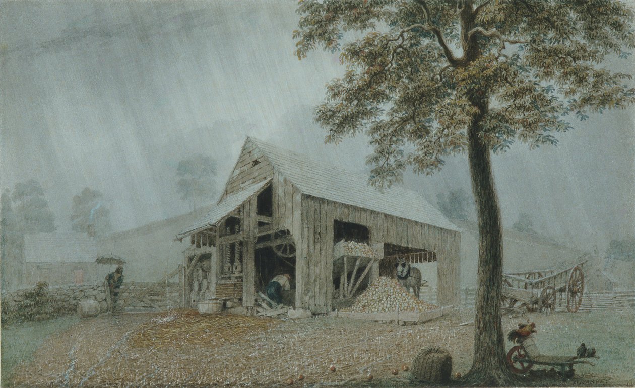 RainstormCider Mill i Redding, Connecticut, ca. 1840. av George Harvey