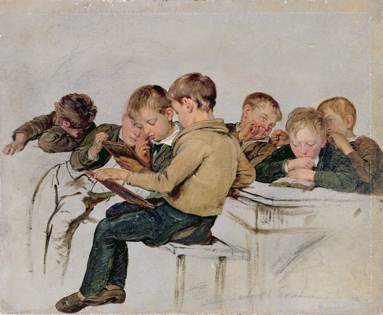 Skoleeksamen (olje på papir) av George Harvey